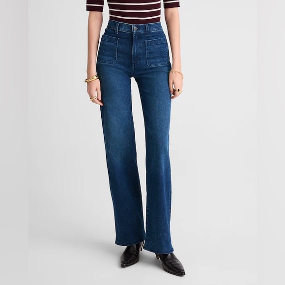 Madewell High-Rise Wide-Leg Jeans in Dark Blue - Picture 2 of 8